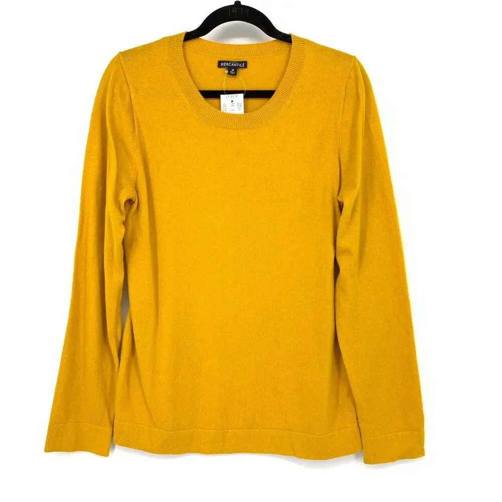 J.Crew Cotton Wool Blend Teddie Pullover Sweater Womens Sz M Golden Yellow NEW